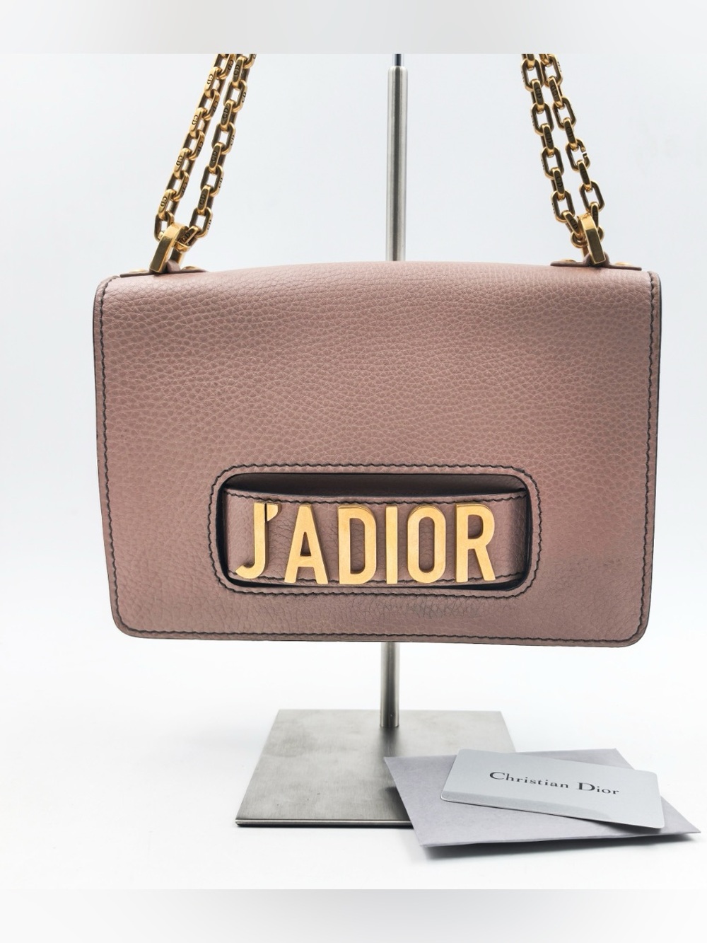 Dior J'Adior Dusty Rose Leather Crossbody with Gold Chain